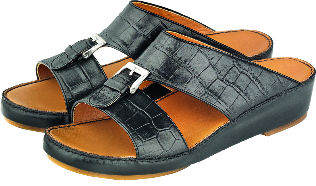 Escol black embossed leather slide